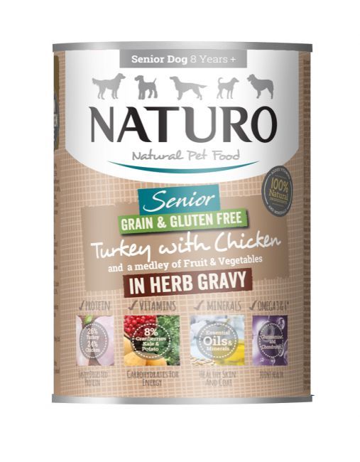 Naturo Senior Dog Grain Gluten Free Turkey with Chicken in A Herb Gravy 12 x 390 g