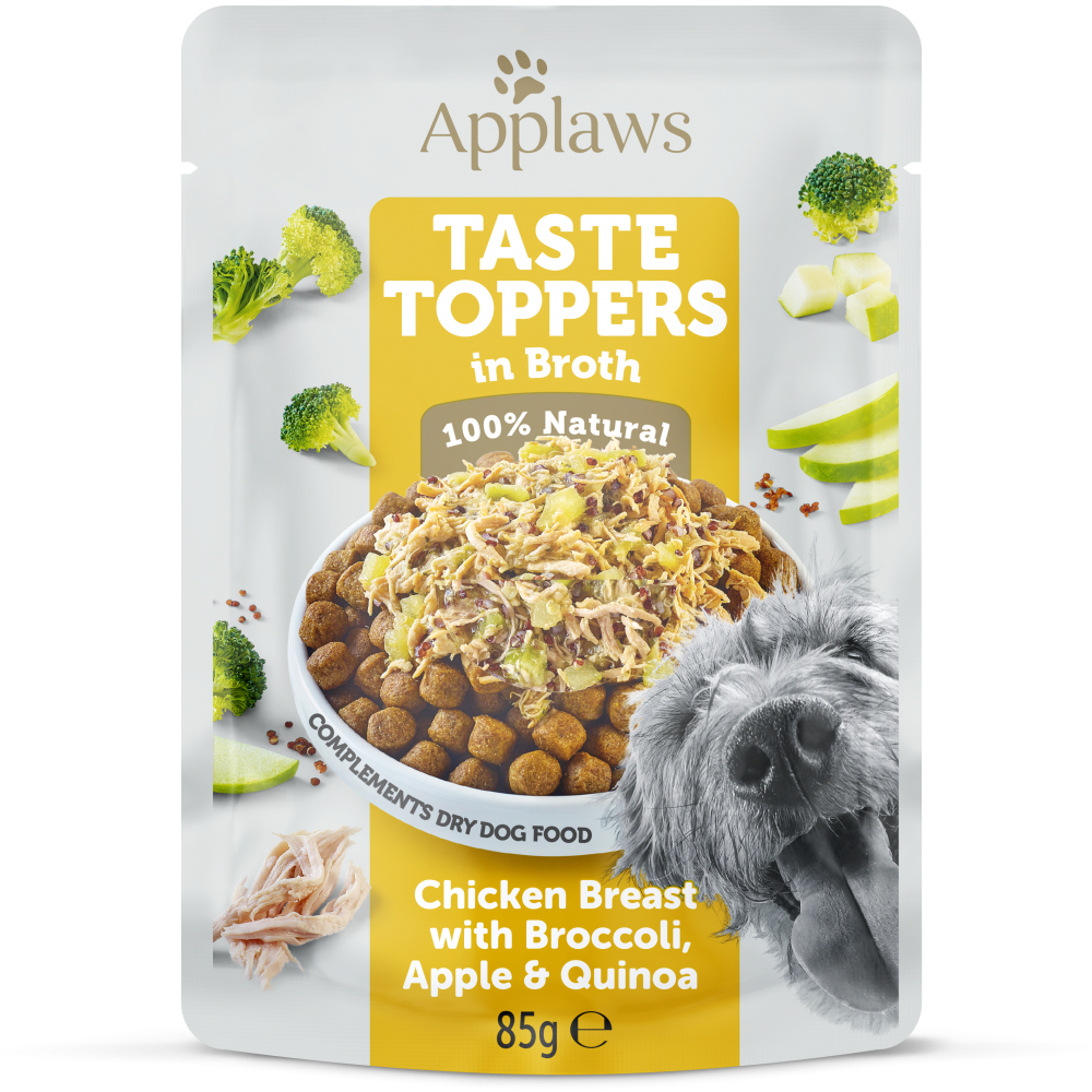 Applaws Dog Taste Toppers Chicken Breast with Broccoli Apple Quinoa in Broth 12 x 85 g